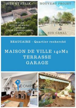 A VENDRE Beaucaire (30) - Maison de ville 3ch garage terrasse - calme - proche toutes commodits
