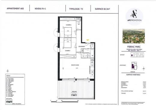 R�sidence Pibrac Parc T3 1er �tage 60.3m�
