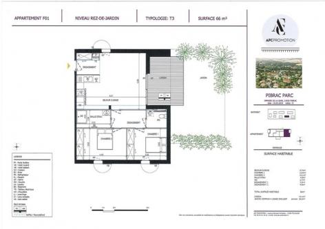 R�sidence Pibrac Parc T3 RDJ 66 m� avec jardin privatif

