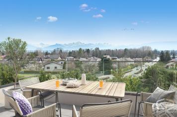 Attique contemporain de 3 chambres en vente � ORNEX 01210 proche Gen�ve et face arr�t bus TPG

