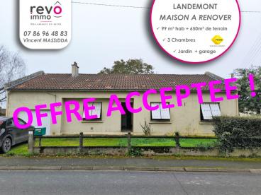 LANDEMONT Bourg / Maison 3 chbres + jardin + garage
